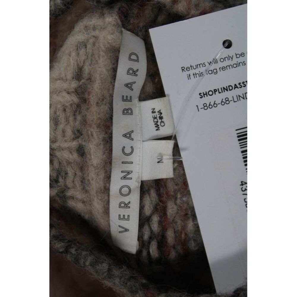 Veronica Beard Women Pullover Striped Mockneck Alpaca Wool Sweater Beige Size M - Picture 6 of 6